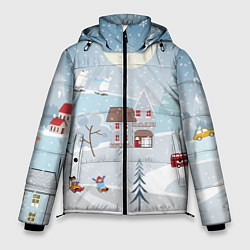 Куртка зимняя мужская Зимний дворик, цвет: 3D-черный