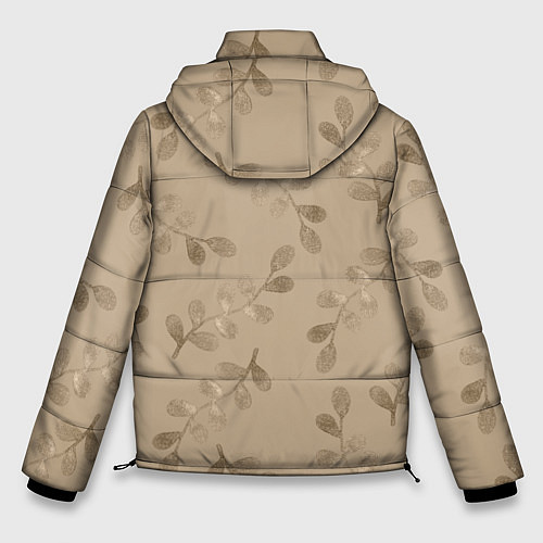 Мужская зимняя куртка Листья на бежевом фоне / 3D-Светло-серый – фото 2