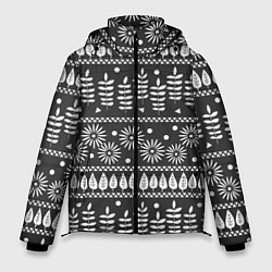 Куртка зимняя мужская Этнические узоры, цвет: 3D-черный