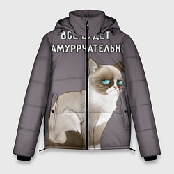 Куртка зимняя мужская Грустный кот, цвет: 3D-черный