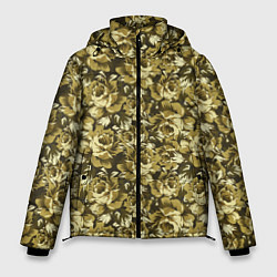 Куртка зимняя мужская Золотой камуфляж из роз, цвет: 3D-черный