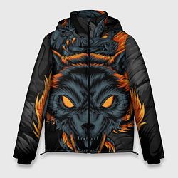 Куртка зимняя мужская Волк и дракон, цвет: 3D-красный