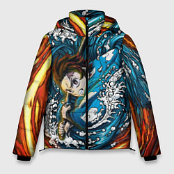 Куртка зимняя мужская Танджиро Камадо Клинок демонов, цвет: 3D-светло-серый