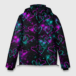 Куртка зимняя мужская Сердечки, цвет: 3D-черный
