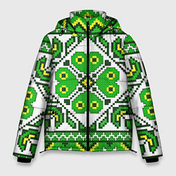 Куртка зимняя мужская Славянский Узор Зеленый, цвет: 3D-черный