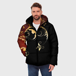 Куртка зимняя мужская Узор - Хохлома, цвет: 3D-черный — фото 2