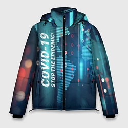 Куртка зимняя мужская Stop Covid-19, цвет: 3D-черный