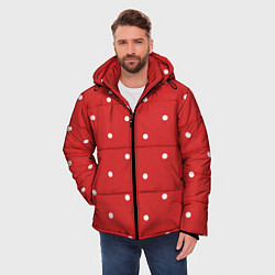 Куртка зимняя мужская Белый горошек на красном фоне, цвет: 3D-красный — фото 2
