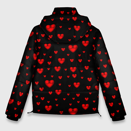 Мужская зимняя куртка Красные сердца / 3D-Черный – фото 2