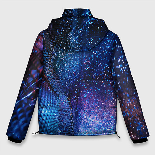 Мужская зимняя куртка Синяя чешуйчатая абстракция blue cosmos / 3D-Светло-серый – фото 2
