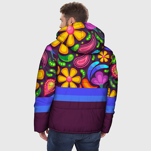 Мужская зимняя куртка Мультяшные Цветы / 3D-Светло-серый – фото 4