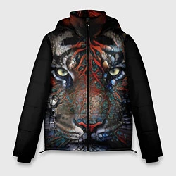 Куртка зимняя мужская Цветной тигр, цвет: 3D-черный