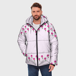 Куртка зимняя мужская Розовые цветы pink flowers, цвет: 3D-черный — фото 2