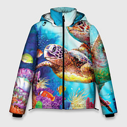 Куртка зимняя мужская Морские черепахи, цвет: 3D-красный