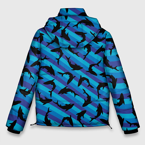 Мужская зимняя куртка Черные акулы паттерн / 3D-Черный – фото 2