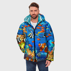 Куртка зимняя мужская Коралловые рыбки, цвет: 3D-светло-серый — фото 2