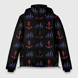 Куртка зимняя мужская Корабли и якоря, цвет: 3D-светло-серый