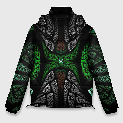 Мужская зимняя куртка Серо-Зеленые Узоры / 3D-Черный – фото 2