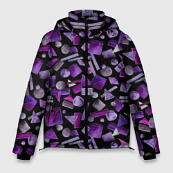 Куртка зимняя мужская Геометрический фиолетовый, цвет: 3D-черный