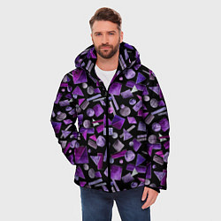 Куртка зимняя мужская Геометрический фиолетовый, цвет: 3D-черный — фото 2