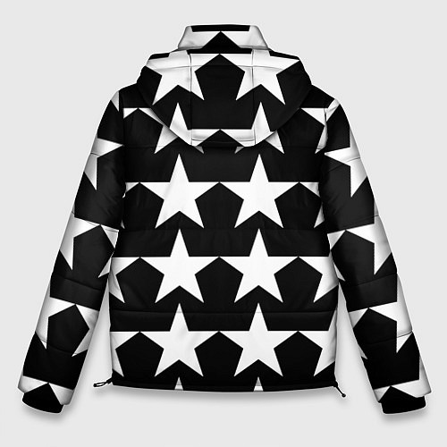 Мужская зимняя куртка Белые звёзды на чёрном фоне / 3D-Черный – фото 2