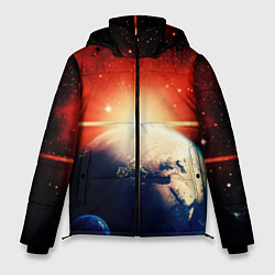 Куртка зимняя мужская Космос земля 3D, цвет: 3D-красный