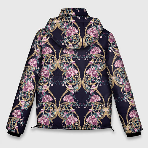 Мужская зимняя куртка Узор из цветов / 3D-Черный – фото 2
