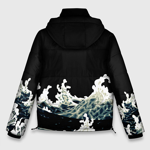 Мужская зимняя куртка Карп Кои Волна Япония Рыба / 3D-Черный – фото 2