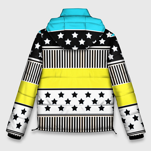 Мужская зимняя куртка Неоновый яркий полосатый узор / 3D-Черный – фото 2