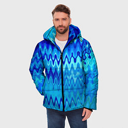 Куртка зимняя мужская Синий-голубой абстрактный узор, цвет: 3D-светло-серый — фото 2