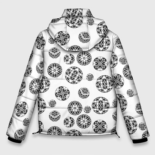 Мужская зимняя куртка Черно-белый геометрический узор / 3D-Светло-серый – фото 2