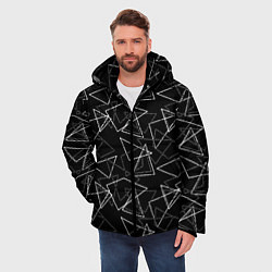 Куртка зимняя мужская Черно-белый геометрический, цвет: 3D-черный — фото 2