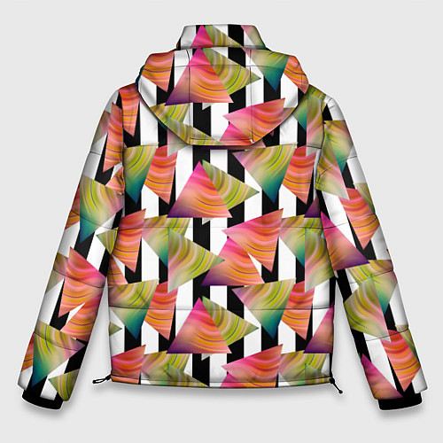 Мужская зимняя куртка Абстрактный полосатый узор / 3D-Черный – фото 2