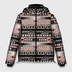 Куртка зимняя мужская Полосатый этнический орнамент, цвет: 3D-светло-серый