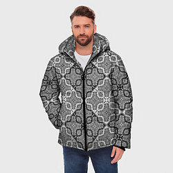 Куртка зимняя мужская Черно-белый орнамент, цвет: 3D-светло-серый — фото 2
