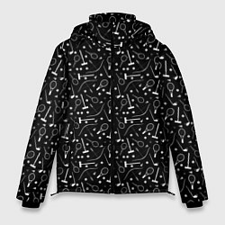 Куртка зимняя мужская Черно-белый спортивный узор, цвет: 3D-черный