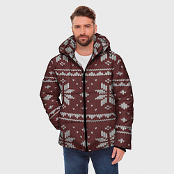 Куртка зимняя мужская Вязаный рисунок, цвет: 3D-красный — фото 2