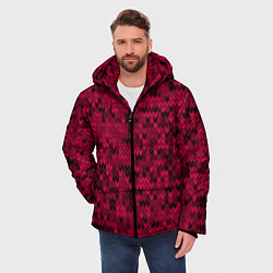 Куртка зимняя мужская Красно-черный абстрактный узор, цвет: 3D-черный — фото 2