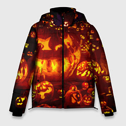 Куртка зимняя мужская Тыквы на Хэллоуин, цвет: 3D-черный