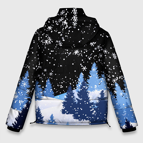 Мужская зимняя куртка Снежная ночь в зимнем лесу / 3D-Черный – фото 2
