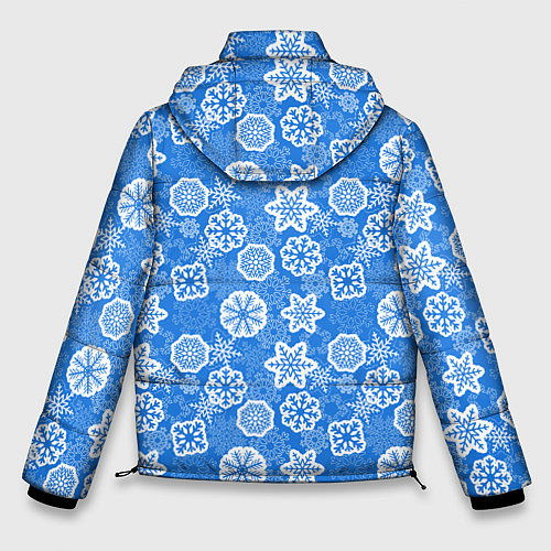 Мужская зимняя куртка Снежные Новогодние Узоры / 3D-Черный – фото 2
