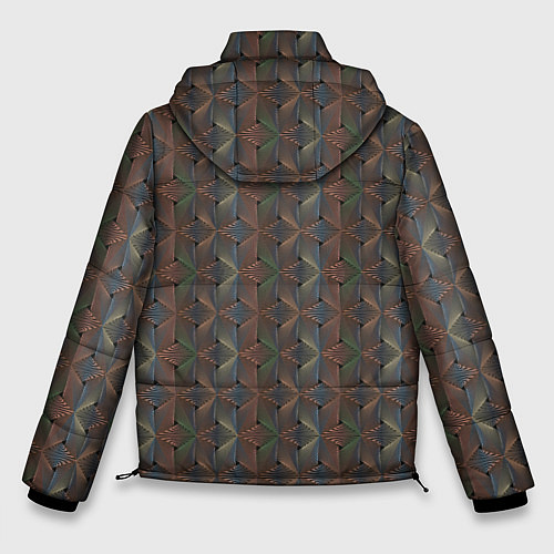 Мужская зимняя куртка Абстракция из разноцветных треугольников из линий / 3D-Черный – фото 2