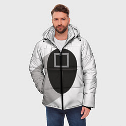 Куртка зимняя мужская Игра в кальмара: Маска квадрат, цвет: 3D-светло-серый — фото 2