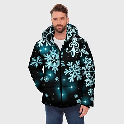 Куртка зимняя мужская Космические снежинки, цвет: 3D-черный — фото 2