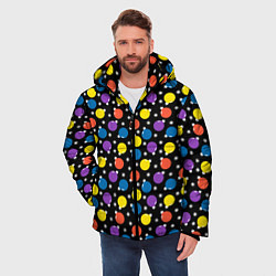Куртка зимняя мужская Новогодние Лампочки, цвет: 3D-черный — фото 2