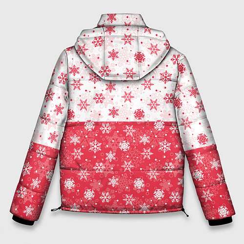 Мужская зимняя куртка Снежинки красно-белые / 3D-Красный – фото 2