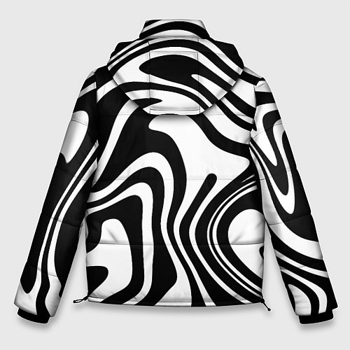 Мужская зимняя куртка Черно-белые полосы Black and white stripes / 3D-Черный – фото 2