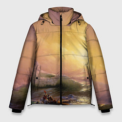 Куртка зимняя мужская Шторм в море девятый вал, цвет: 3D-светло-серый