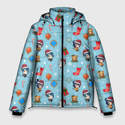 Куртка зимняя мужская GI Christmas Pattern, цвет: 3D-черный