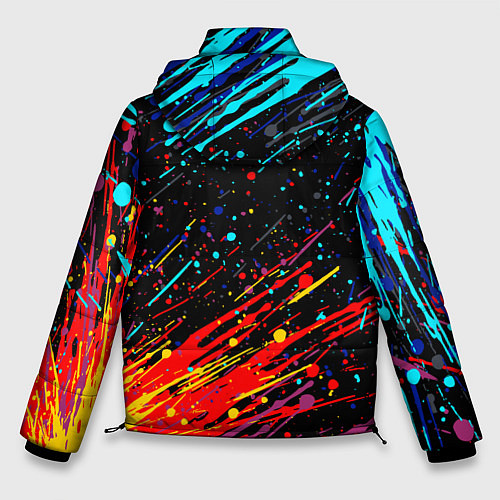 Мужская зимняя куртка Cyberpunk 2077 Цветные брызги / 3D-Черный – фото 2